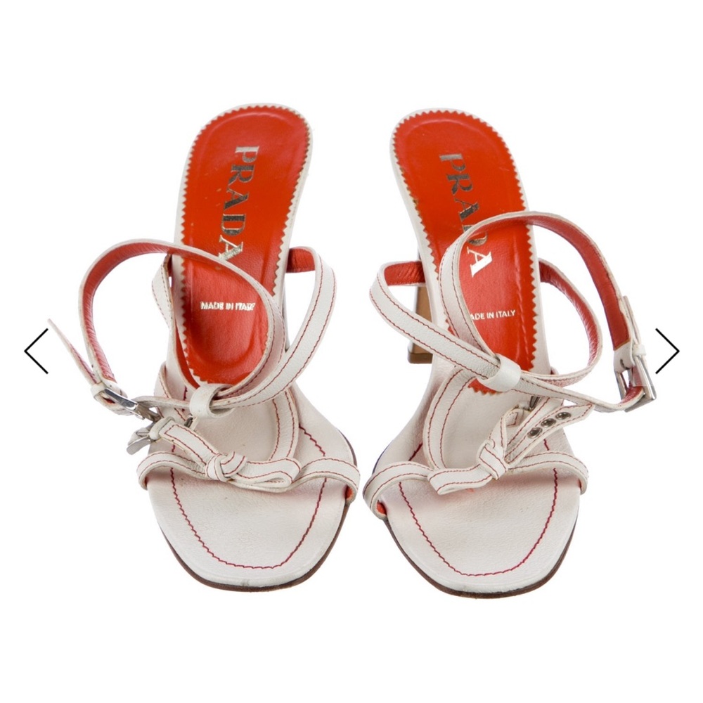 Vintage Prada Women's Sandals in White and Red